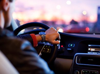 Car Traffic Man Hurry Steering Wheel Dusk Modern
